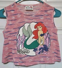 The Little Mermaid Vtg Shirt Kids Teen Sleeveless AOP Tye Dye Disney Allison Mfg