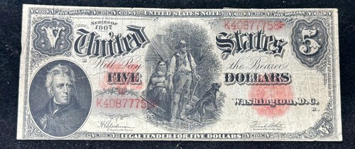 1907 $5 Wood Chopper Legal Tender Red Seal Note