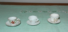 Vintage Lot of 3 Miniature Tiny Doll House Cup  Saucer Sets