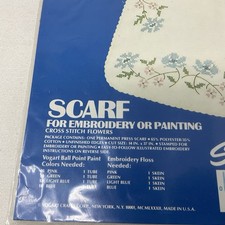 Cross Stitch Dresser Scarf Flowers Stamped 8712A NEW Vogart Crafts