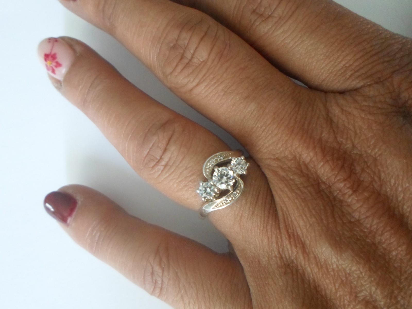 solid silver ring, openwork, zirconiums, size 52/… - image 4