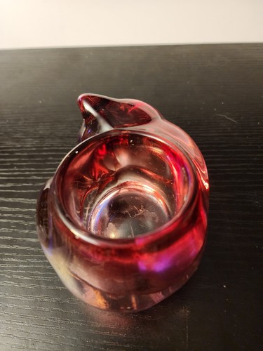 Darling Indiana Glass Cranberry Sleeping Kitty Cat Votive Tealight Holder - Picture 6 of 7