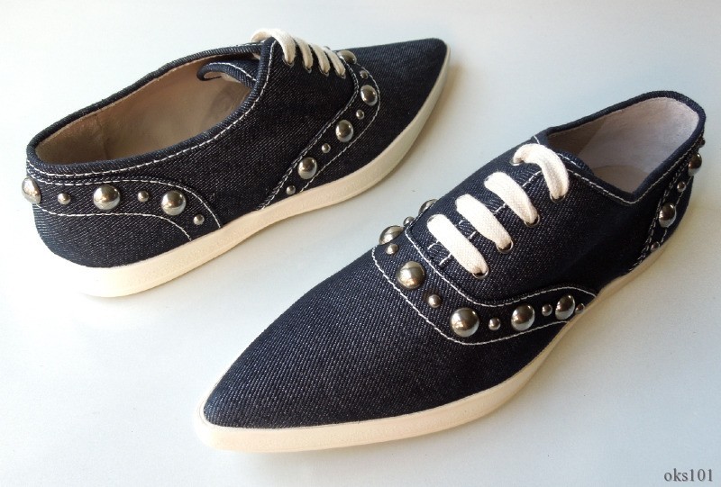 【試着のみ】MARC JACOBS レオパード フラットシューズ 37 MARC JACOBS collection STUDDED DENIM sneakers 37 7 athletic