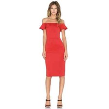 Yumi Kim Red Under Your Spell Mini Dress Ruffle Detail Scuba Fabric Small New