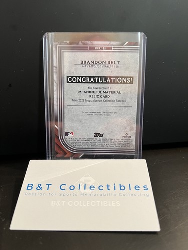 2022 Topps Museum Collection Brandon Belt Meaningful Material Relic 15/25 RARE! - Picture 2 of 2
