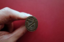 Antico Sigillo Araldico Finemente Cesellato in Bronzo Manico in Legno '800