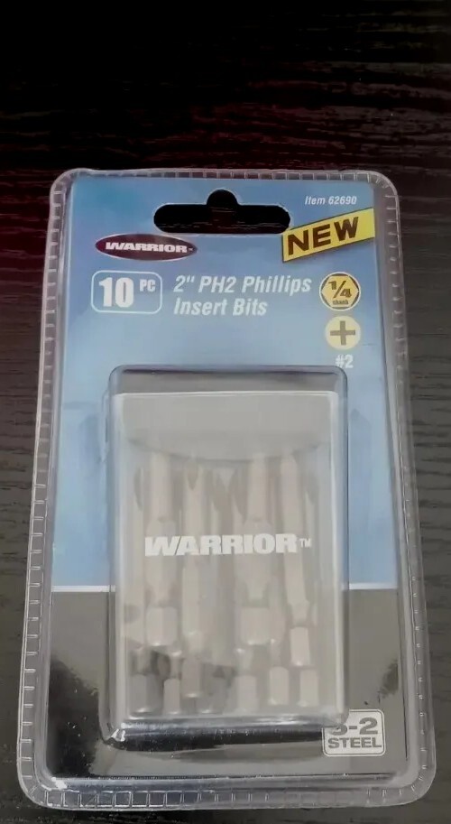 WARRIOR 2 in. PH2 Phillips Insert Bits, 10 Piece WARRIOR 2 in. PH2 Phillips Insert Bits, 10 Piece