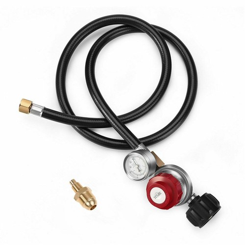 Regolatore Propano Alta Pressione Regolabile 4FT 0-30PSI con Tubo e Manometro PSI - Foto 7 di 8
