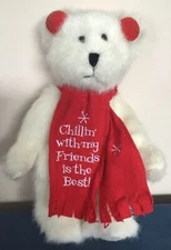 Boyd's Bears Chillin' With My Friends Is The Best White Bear Red Scarf Ear Muffs