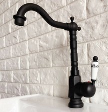 Black Oil Rubbed Bronze Bathroom Basin Faucet Single Handle Hole Sink Mixer Tap