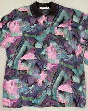Vintage Art To Wear Shirt Womens Small button front 3/4 sleeve Collared 1980s