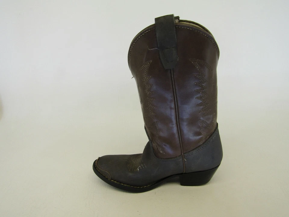 Texas Brand Little Kids 青少年尺码 11.5 D 棕色皮革西部牛仔靴 — 第 2/4 张图片