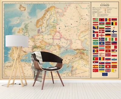 3D Watercolor World Map ZHUA10951 Wallpaper Wall Murals Removable Self-adhesive
