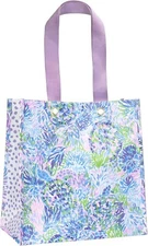 Lilly Pulitzer Purple/Blue Market Shopper Bag Reusable Grocery Tote with Com