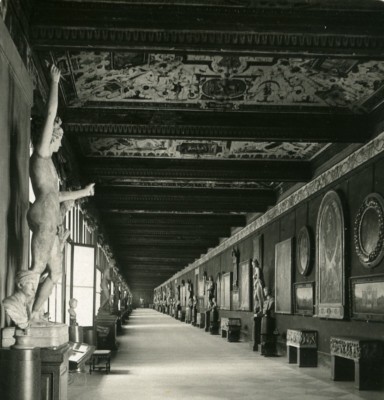Italien Florenz Palazzo Uffizien Ostkorridor altes Stereoview Foto NPG 1900