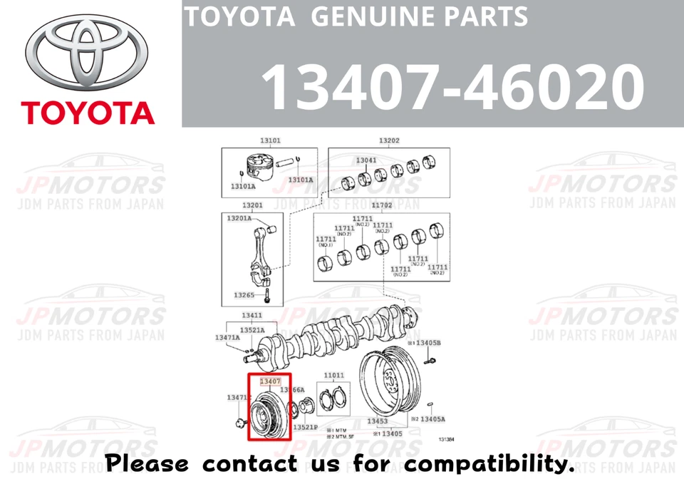 TOYOTA Genuine SUPRA Crankshaft Harmonic Balancer Pulley 13407-46020 IS GS SC300 - Image 2 of 4