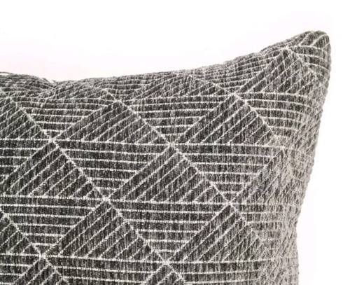 Freshmint Chenille Geometric Woven Lumbar Pillow Cover Charcoal Gray 24x14 - Picture 2 of 3