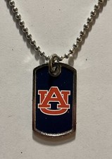 Auburn Tigers Dog Tag Style Necklace W/Chain NCAA Licensed From The Heart