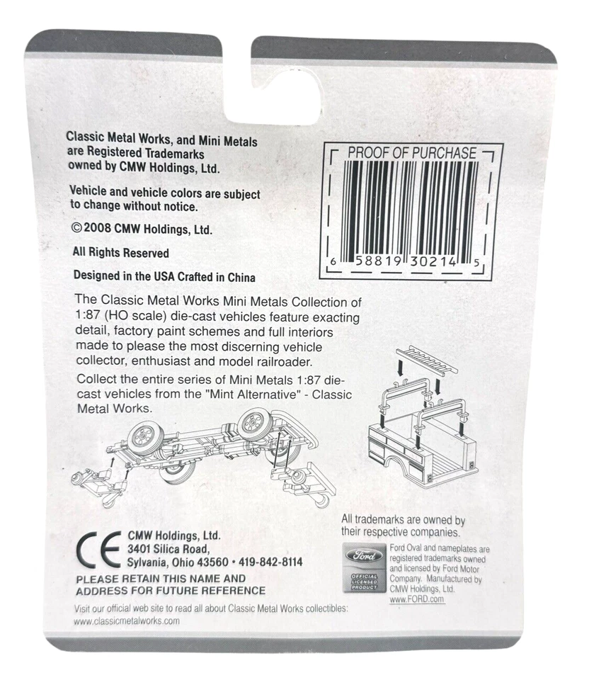 30214 Mini Metals HO 1/87 Sheridan Blue Santa Fe RR '54 Ford F-350 Utility Truck - Image 3 of 3