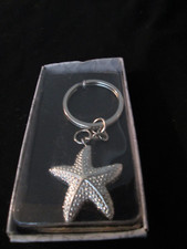 NIB STARFISH SILVER TONE METAL KEYCHAIN