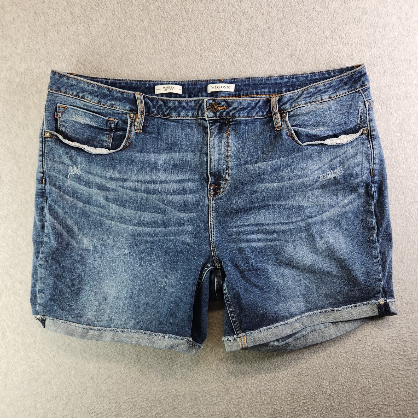 Vigoss Shorts Womens 24 Blue Cut Off Cuffed High Rise Marley Jean Whiskered