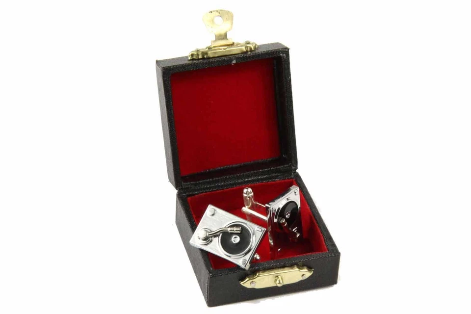 Plattenspieler Manschettenknöpfe Miniblings Knöpfe mit Box Turntable DJ Musik - Bild 4 von 4