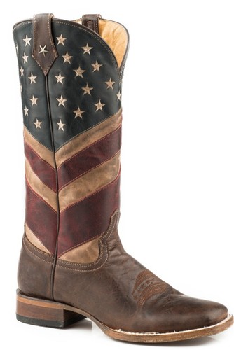 Roper Boots Brown Vintage American Flag Boots NEW women's 9 - 第 2/17 張圖片