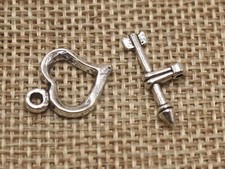 50 Sets Tibet Silver Tone Loving Heart  Arrow Toggle Clasps Jewelry Making