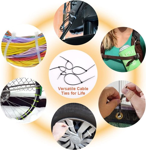 500/1000 Pack Cable Ties Assorted Zip Ties Black Mixed Sizes 100/150/150/200 MM - Picture 3 of 16