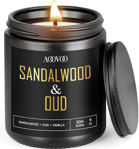 Scented Candles for Men - Sandalwood & Oud Candles for Home Scented, Masculine B