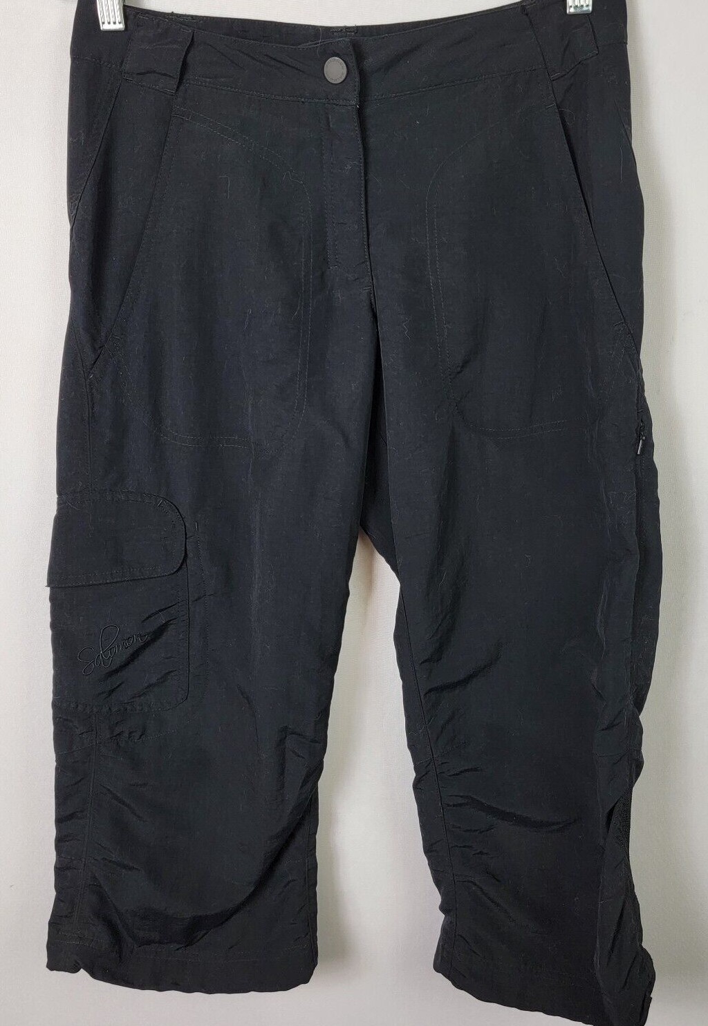 Salomon Capri Pantaloni Donna 6 Neri Alza Media Cargo Tasca Elasticizzato Nylon