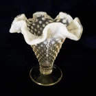 Vintage Fenton White Opalescent  Hobnail  Vase