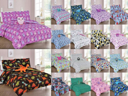 6/8-PC PRINTED COMFORTER BEDDING BED SET FOR KIDS AND TEENS WITH FURRY TEDDY  - Imagen 1 de 41