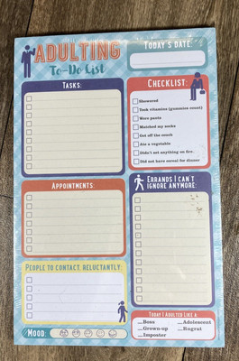 Peter Pauper Press Daily Adulting To-Do Task List Notepad 60 Sheets 6''x9''