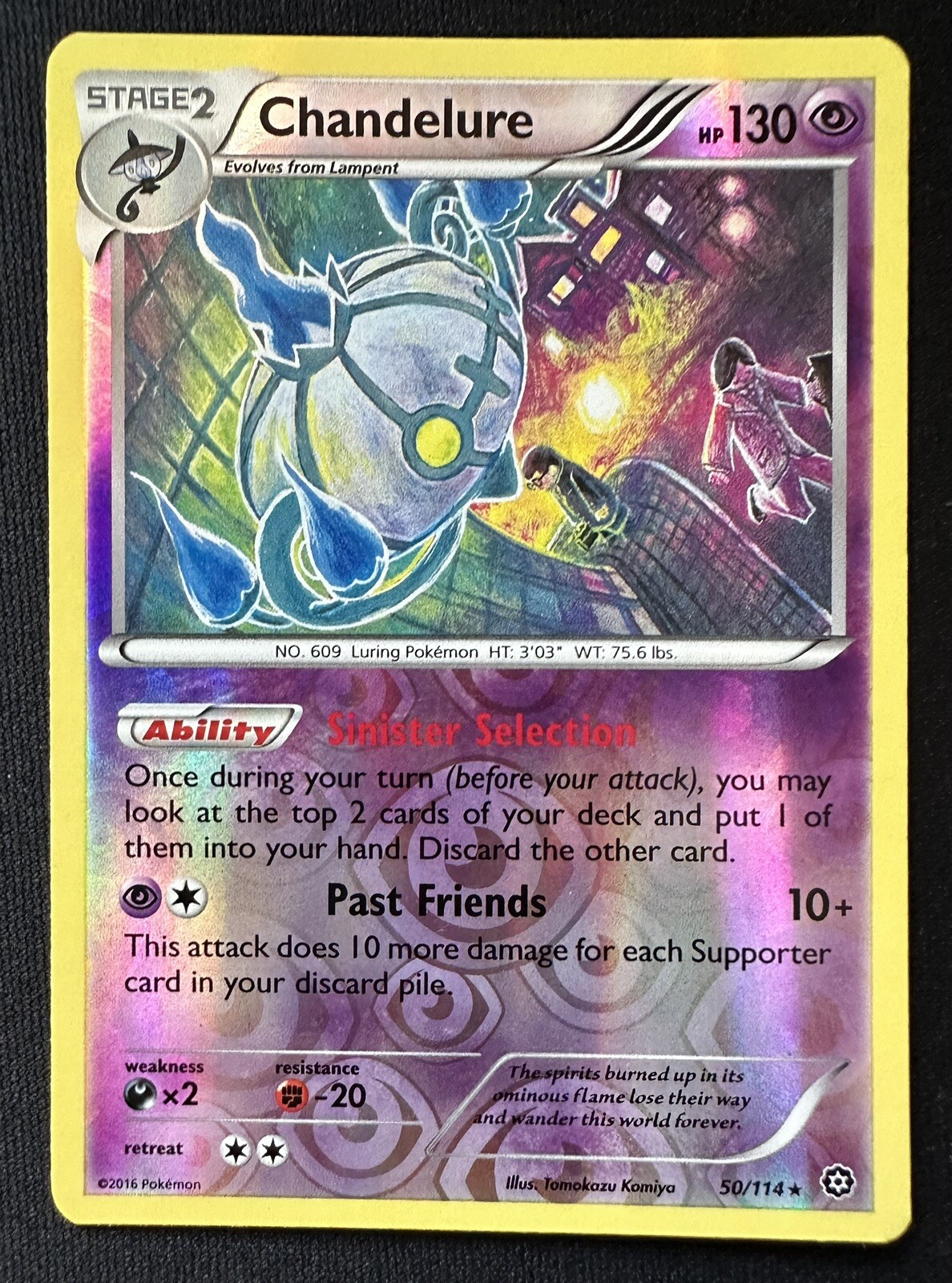 Pokemon TCG - CHANDELURE - XY Steam Siege 50/114 Reverse Holo Rare - LP