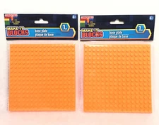 Make-It Blocks 5''x5'' Base Plate Lot (2) Orange. Compatible W/ Lego. New!