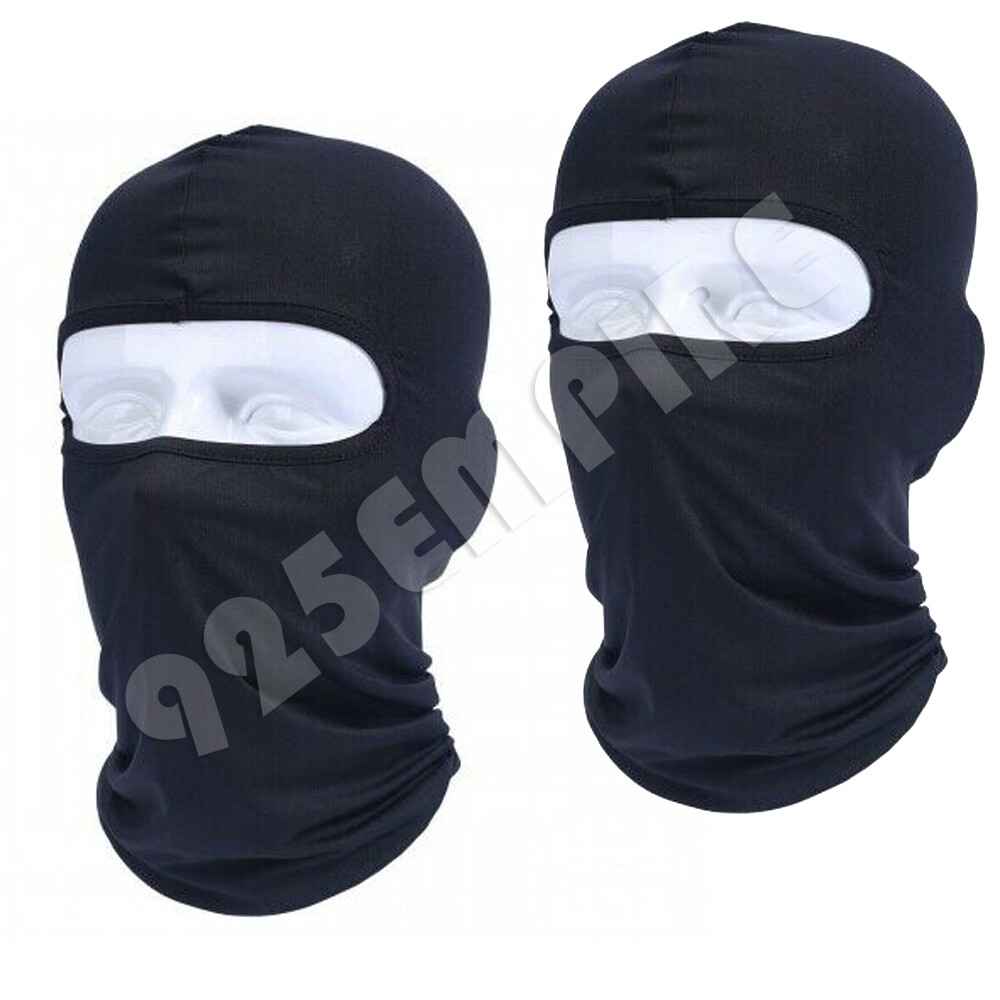 2 PCS Men's Black Balaclava Full Face Mask 100% Cotton Bike Ski Sports 