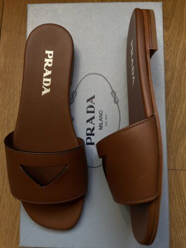 Prada Leather Logo Cut Out Sliders Size 3,5. RRP 480£ - Picture 3 of 5