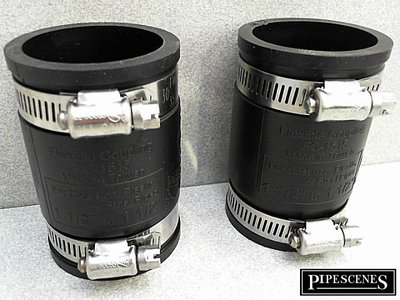 2 x 40 mm oder 1 1/2'' Fernco Typ Flex Dichtung Gummikupplung mit Jubiläumsclips