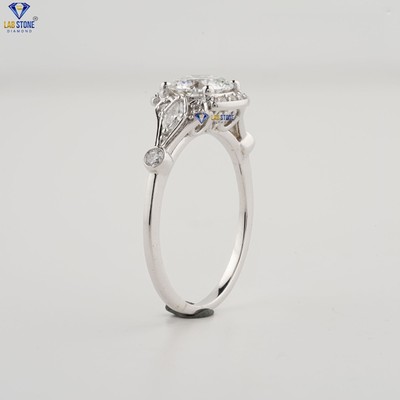 1.64 TCW Round Cut Art Deco Labgrown Diamond Ring 925 silver Labstone