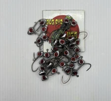15 Pack  1/16 Oz Size 4 Sickle Hooks Jigs Heads With Red 3D eyes & Wire Keeper