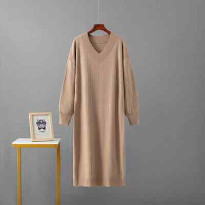 Robe longue rayée à col rond, manches 3/4 La Redoute Collections marron