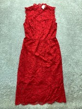 Kate Spade Dress 6 Poppy Midi Lace Sleeveless High Neck Red Romantic