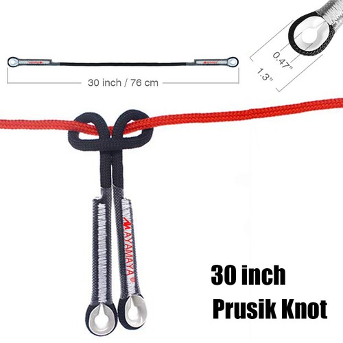 Carabiner Lock + Prusik Loop Pre-sewn Rope Spliced Eye-to-eye Cord Climbing Gear - Picture 3 of 30