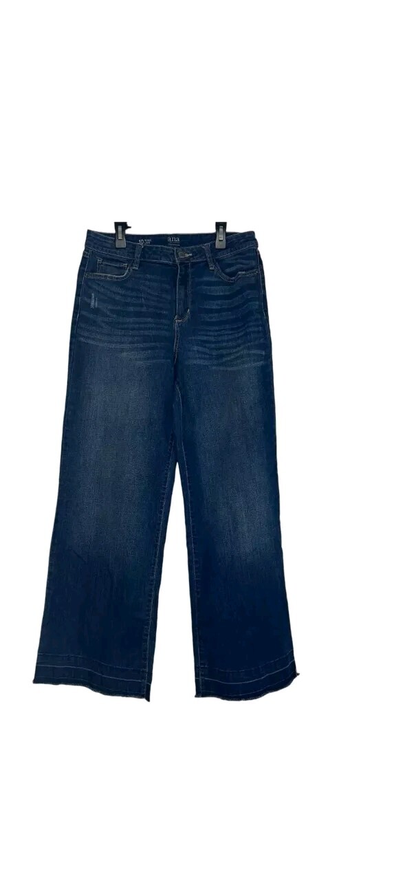 ANA New Approach Denim Blue Jeans Women Sz 10 High Rise Wide Leg