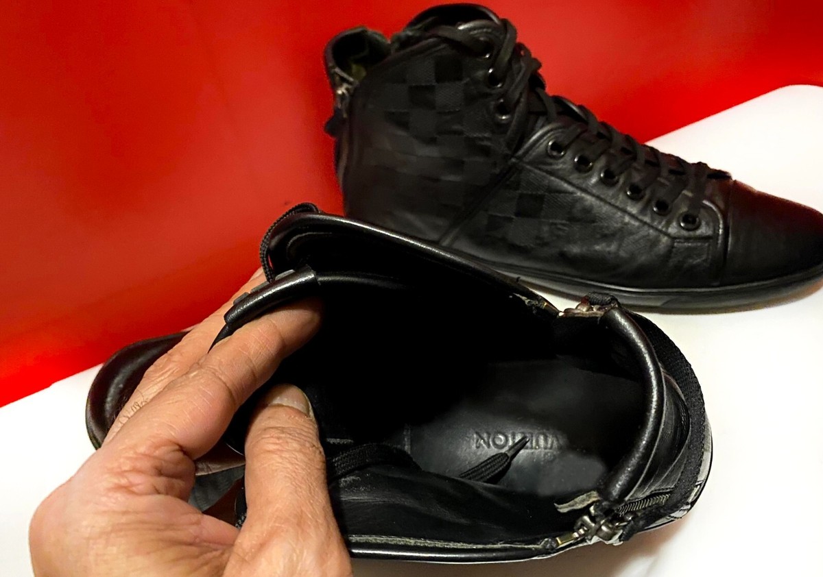 $1199.00 !! LOUIS VUITTON MEN LUXURY BLACK HI TOP SHOES