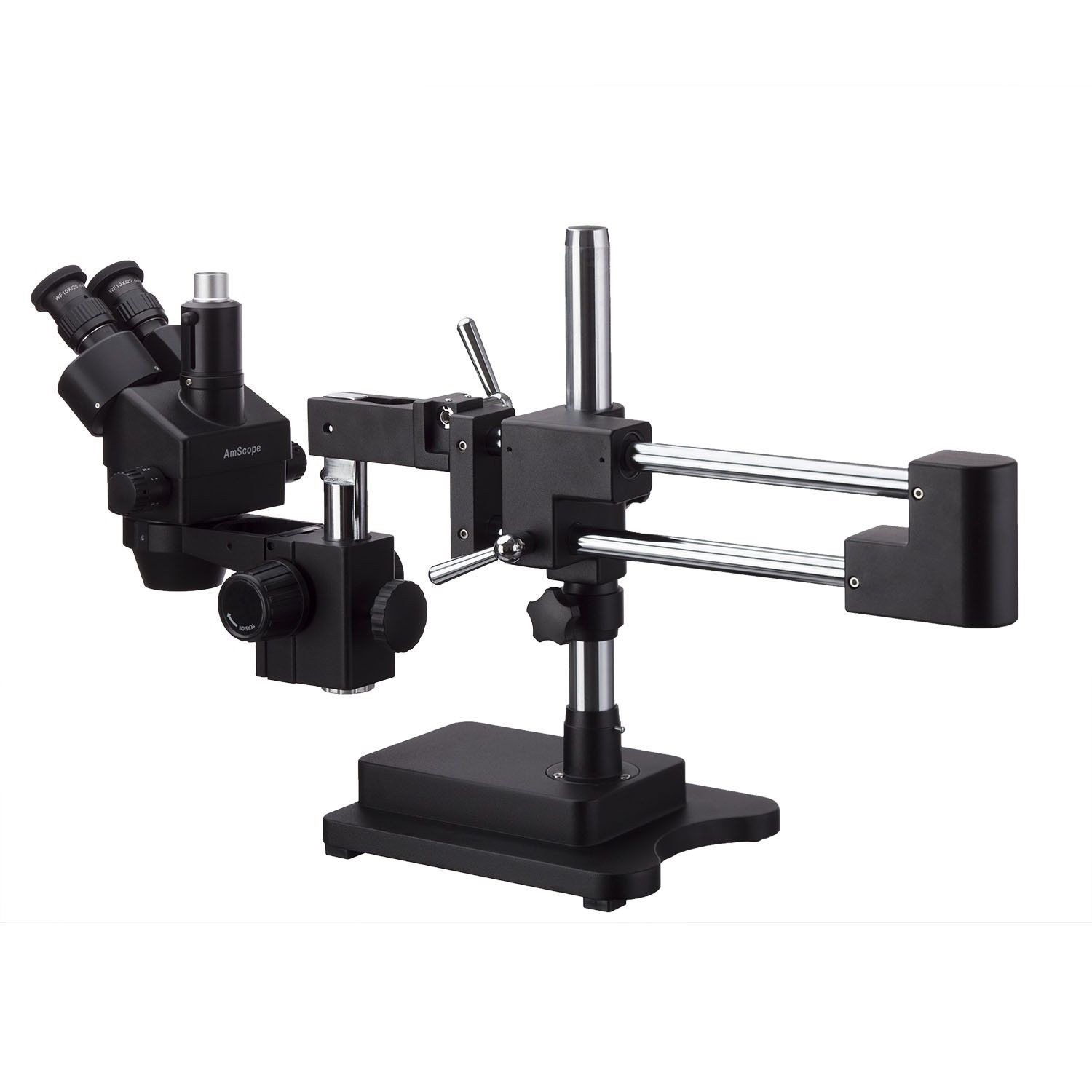 AmScope 7X-90X Trinocular Stereo Zoom Microscope + Double Arm Boom Stand AmScope 7X-90X Trinocular Stereo Zoom Microscope + Double Arm Boom Stand