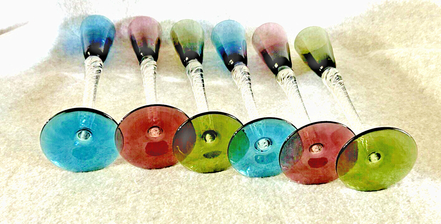 Hand Blown Glass Air Twist Stem Cordial Glass (set of 6)