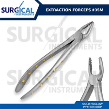 Heavy Duty Stainless Extraction Forceps #35M - Gold Hollow Python Grip German Gr