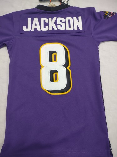 Baltimore Ravens Lamar Jackson Jersey Retro Purple #8 NWT - Brand X Youth XSm - Picture 12 of 13